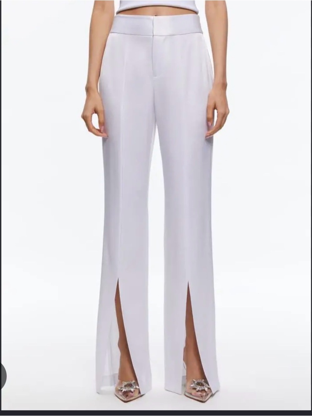 Alice + Olivia Ivory Straight-Leg split Pants size 4 NWT